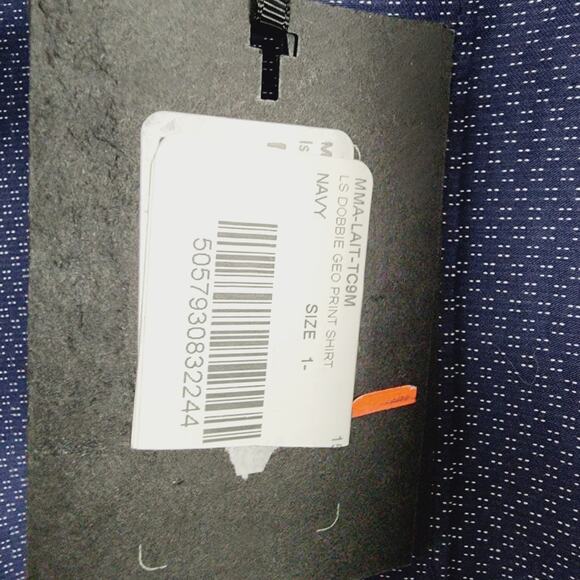 NWT Ted Baker Lait Navy Blue Dobby Geo Print Button Down Shirt Cotton Size 1 34 - Picture 7 of 13